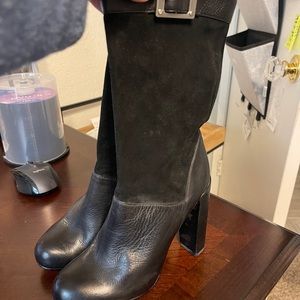 DESIGNER RACHEL ZOE BLACK LEATHER & SUEDE BOOTS